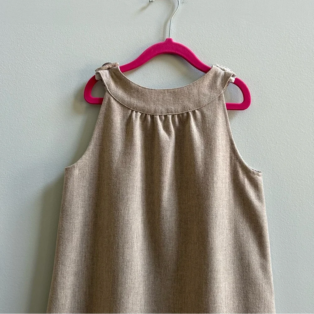 Marie Chantal Sleeveless Tan Wool Jumper Dress, Size 8